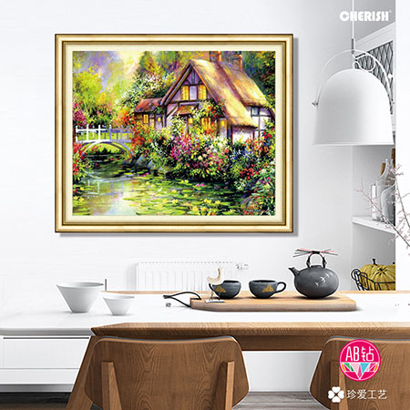 72362 春天的花丛小屋（满钻） 60x50cm ￥150